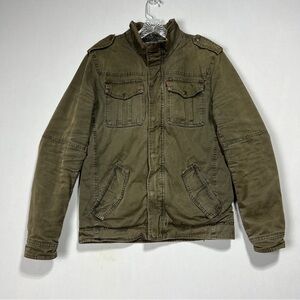 Levi's Men Olive Green Military Field Jacket with Epaulettes Size CH